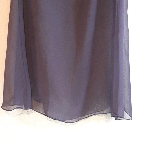 Anthropologie Trinity Purple 100% Silk Empire Waist 90s Sheer Floral Mini-Dress - Picture 11 of 15